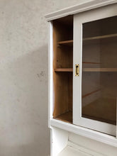 Load image into Gallery viewer, White 1940s Wooden Dresser -sliding glass doors

