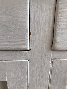 White 1940s Wooden Dresser -sliding glass doors