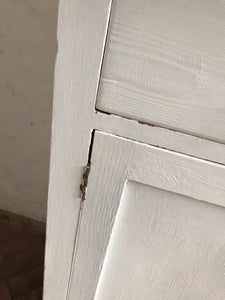 White 1940s Wooden Dresser -sliding glass doors