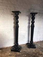 Load image into Gallery viewer, Pair of Ebonised Wooden Pedestals

