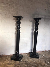 Load image into Gallery viewer, Pair of Ebonised Wooden Pedestals
