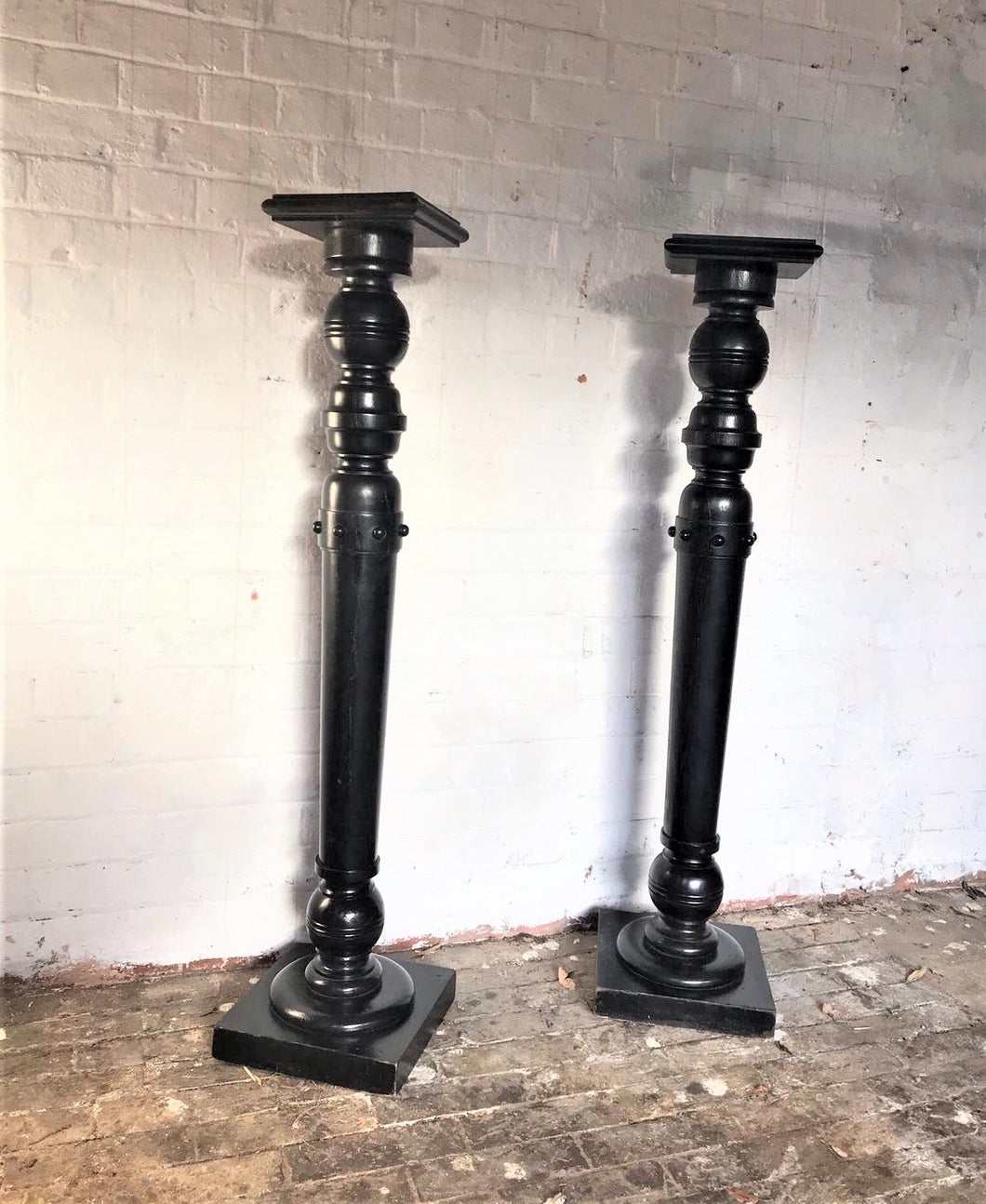 Pair of Ebonised Wooden Pedestals