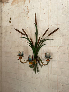 French Toileware Sconces with a bullrush design - rewired.