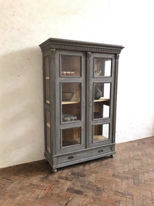 Antique Continental Glass Panelled Cupboard