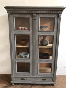 Antique Continental Glass Panelled Cupboard