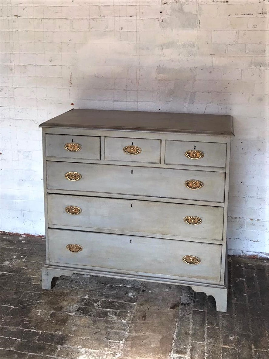 Large Victorian Pale Blue Painted Chest